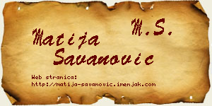 Matija Savanović vizit kartica